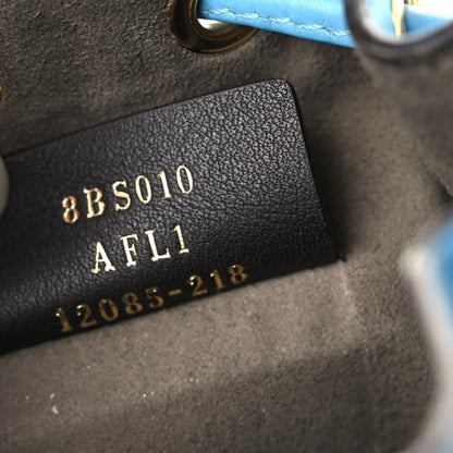 Fendi X SARAH COLEMAN Glazed Canvas Vitello King F is Fendi FF Vertigo Mini Mon Tresor Bucket Bag Cyber Blue White 9 of 16