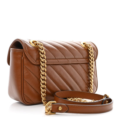 Gucci Azalea Calfskin Matelasse Diagonal Mini GG Marmont Shoulder Bag Cuir 3 of 11