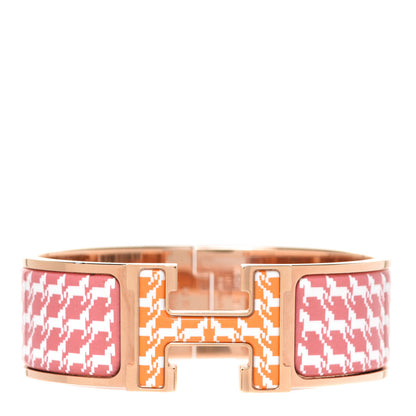 Hermes Enamel Wide Print Cheval Pixel Clic Clac H Bracelet PM Terre Orange 1 of 6