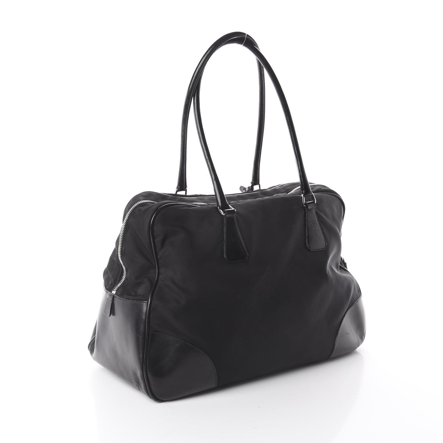 Tessuto Nylon Calfskin Tote Black