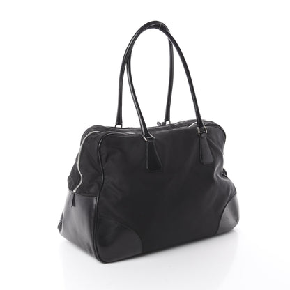 Prada Tessuto Nylon Calfskin Tote Black 2 of 8