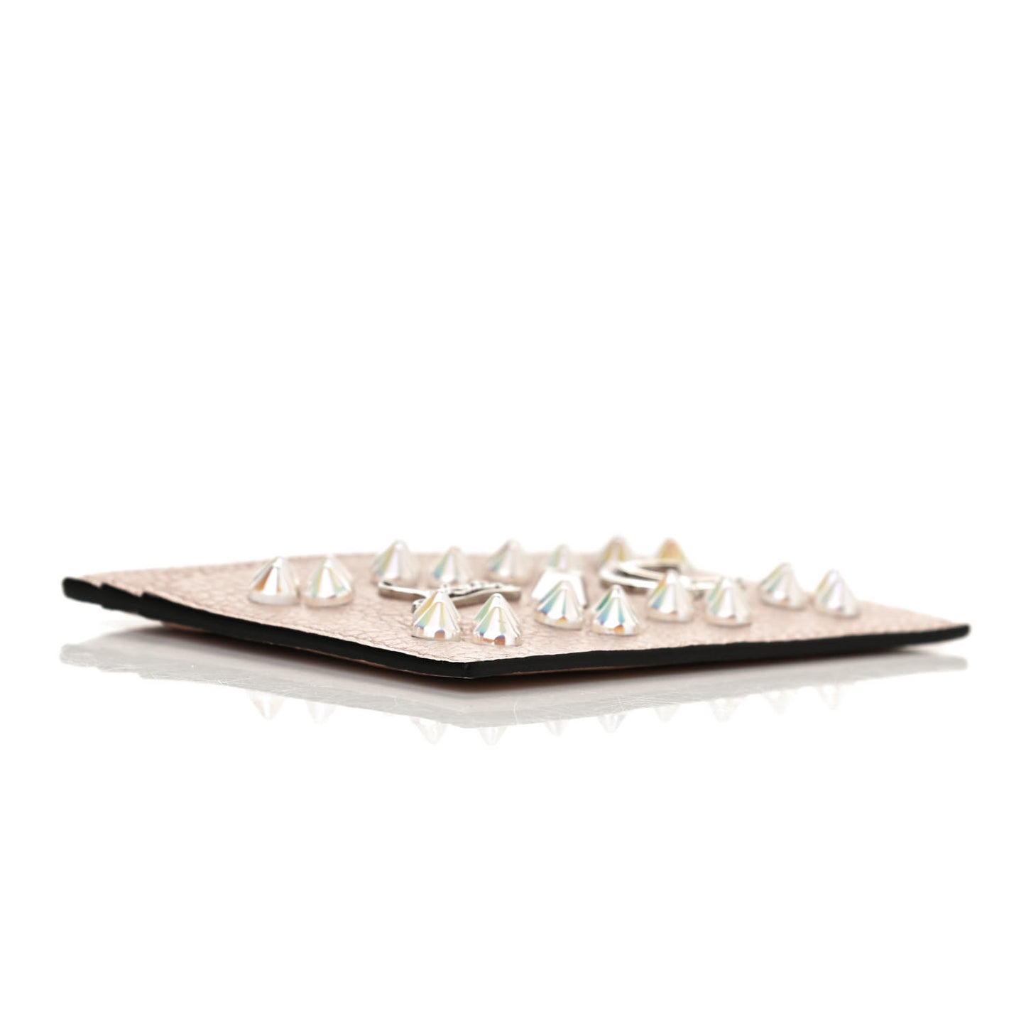 Calfskin Kios Studded Card Holder Dune