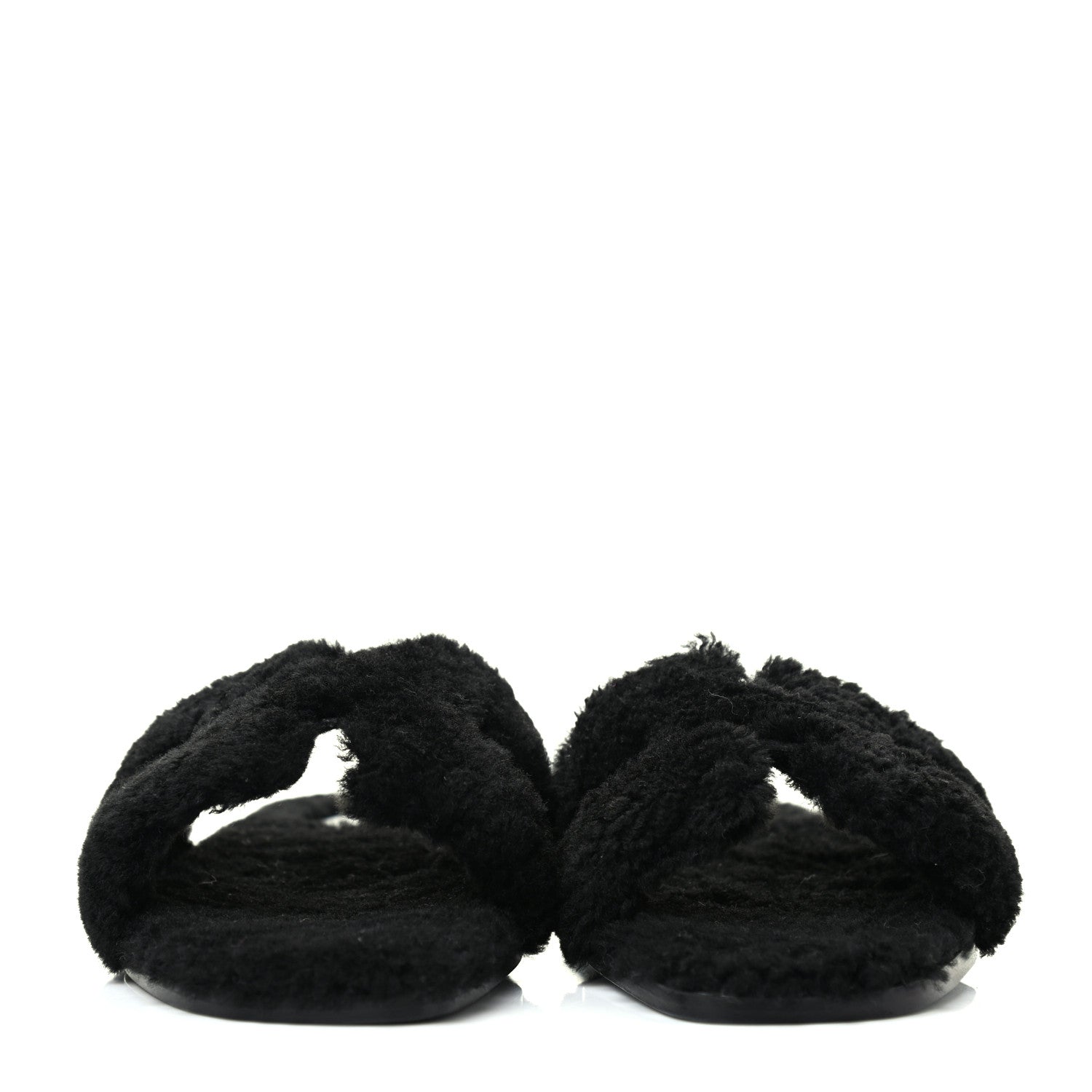 Hermes Woolskin Oran Sandals 39 Black 2 of 8