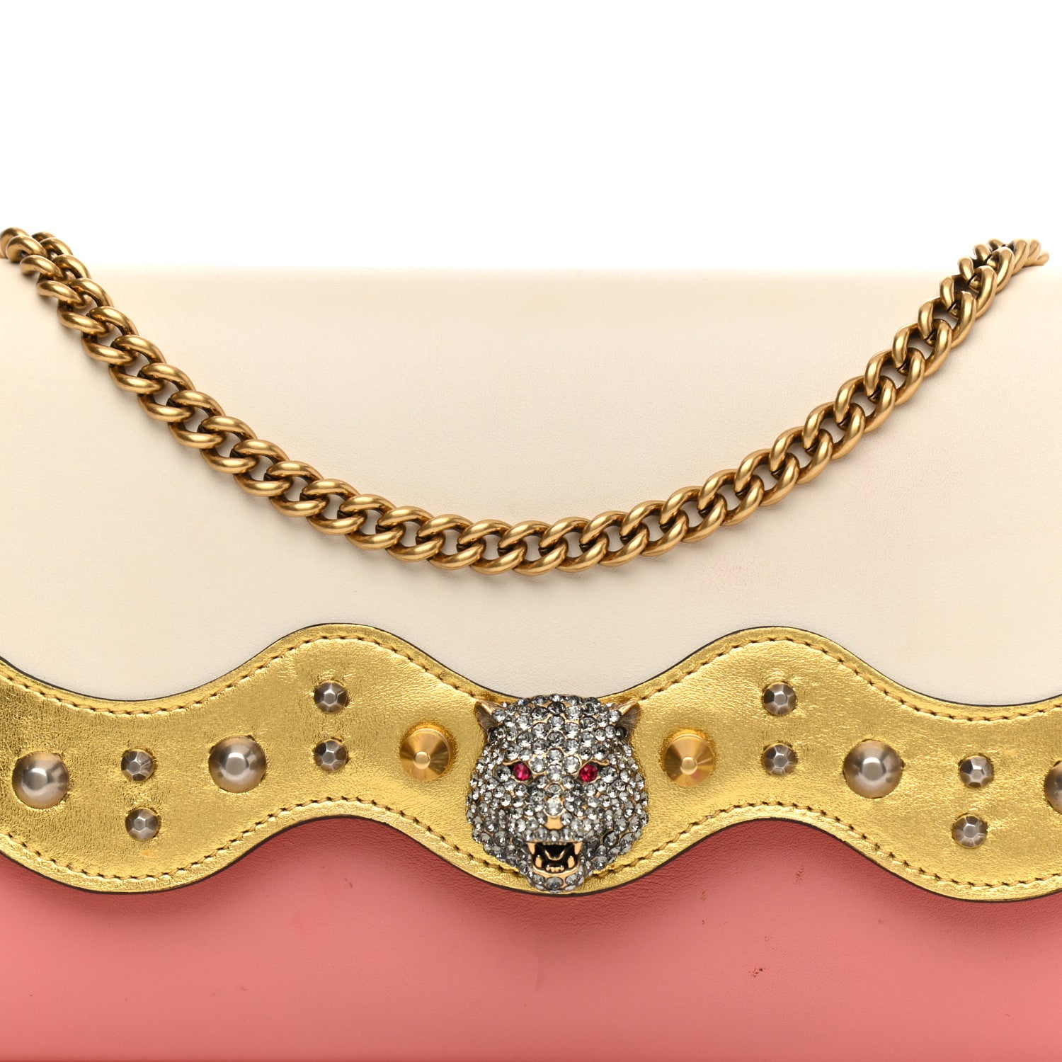 Gucci Calfskin Animalier Broadway Clutch Pink 9 of 12