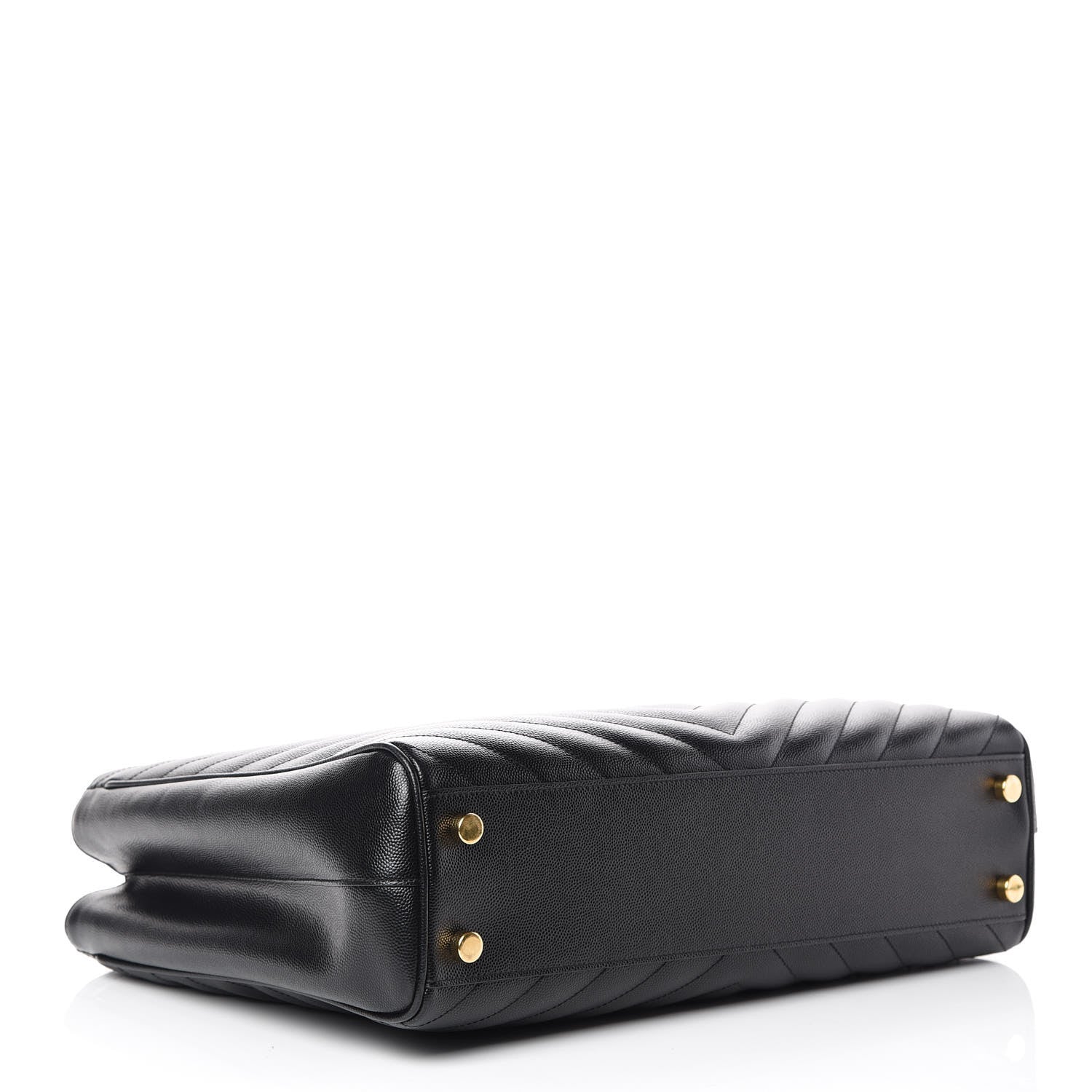 Saint Laurent Grain De Poudre Matelasse Chevron Monogram Shopping Bag Black 4 of 10