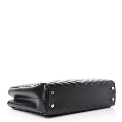 Saint Laurent Grain De Poudre Matelasse Chevron Monogram Shopping Bag Black 4 of 10