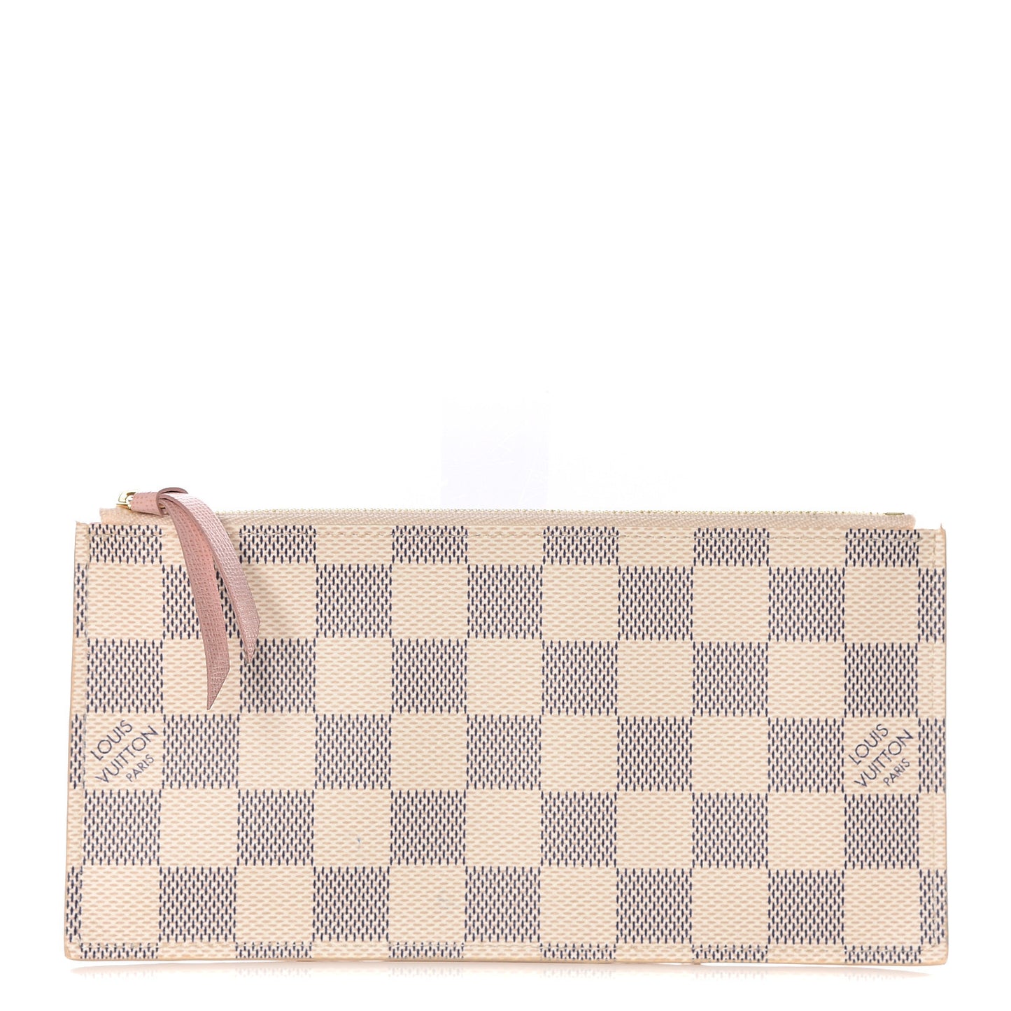 Damier Azur Felicie Chain Wallet Zippered Insert Rose Ballerine