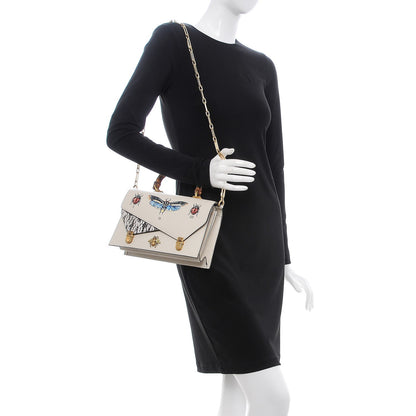 Gucci Calfskin Snakeskin Studded Small Ottilia Top Handle Bag White 2 of 7