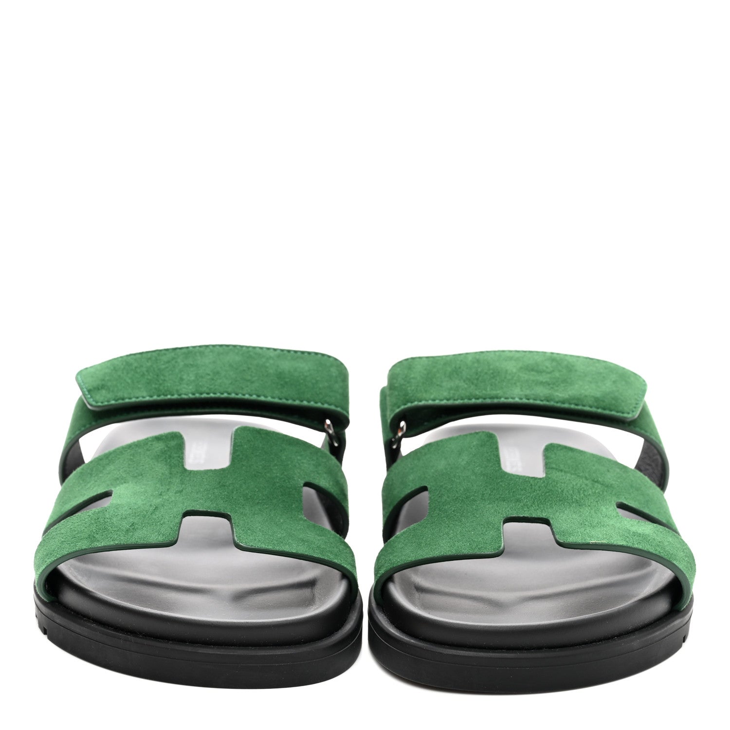 Hermes Suede Goatskin Womens Chypre Sandals 35.5 Vert Electrique 2 of 10