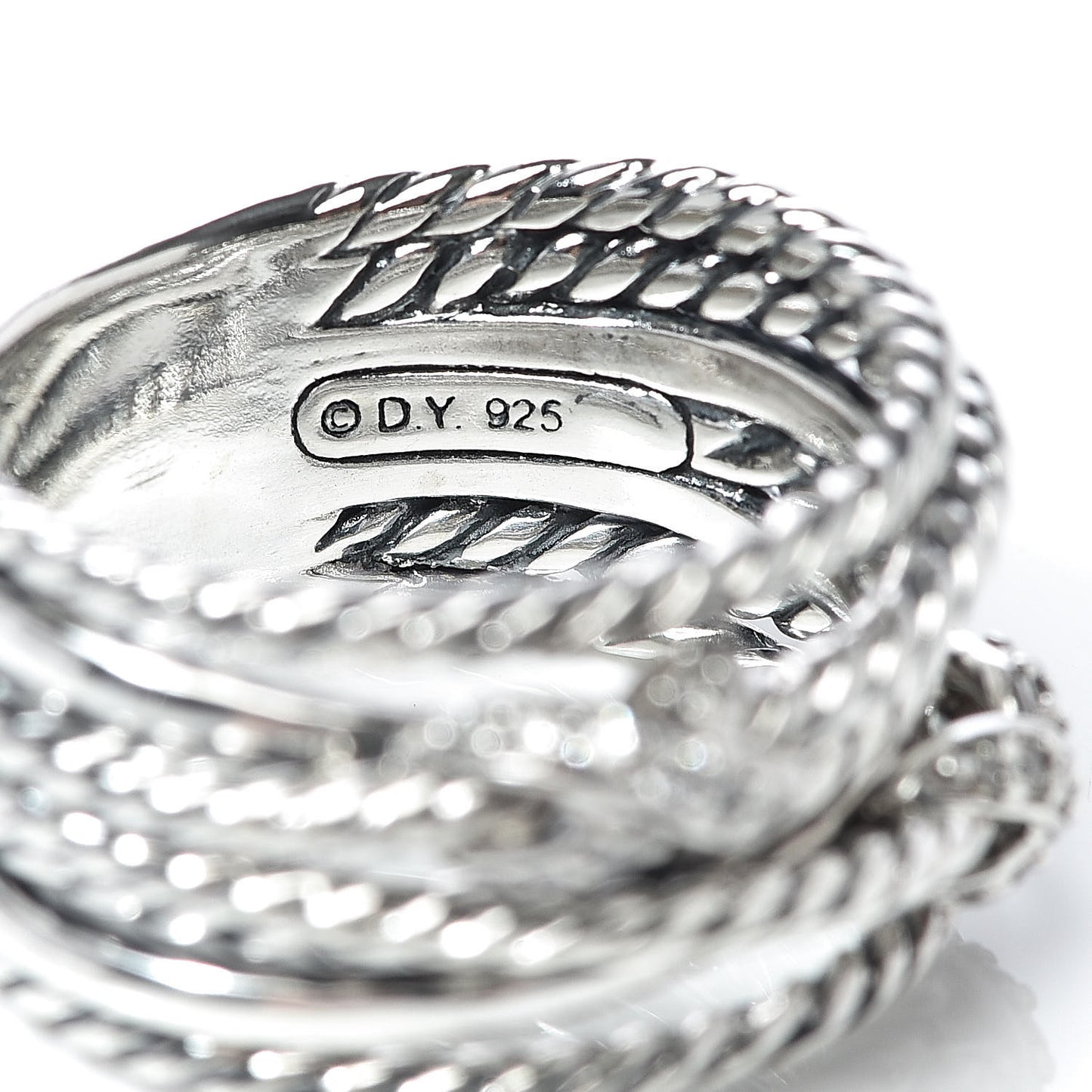 Sterling Silver Diamond Double X Crossover Ring 53 6.25
