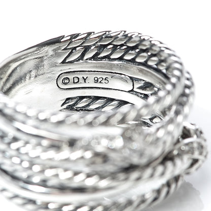 David Yurman Sterling Silver Diamond Double X Crossover Ring 53 6.25 5 of 5