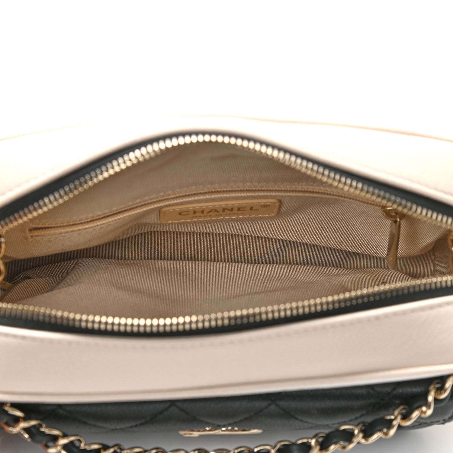 Chanel Goatskin Quilted Tri-Color Small In & Out Camera Case Black White Beige 6 of 10