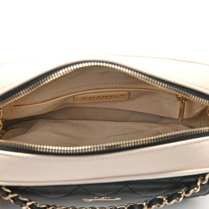 Chanel Goatskin Quilted Tri-Color Small In & Out Camera Case Black White Beige 6 of 10