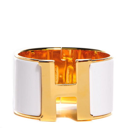 Hermes Enamel Extra Wide Clic Clac H Bracelet PM White 1 of 6