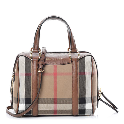 Burberry House Check Derby Calfskin Small Alchester Bowling Bag Tan 1 of 13