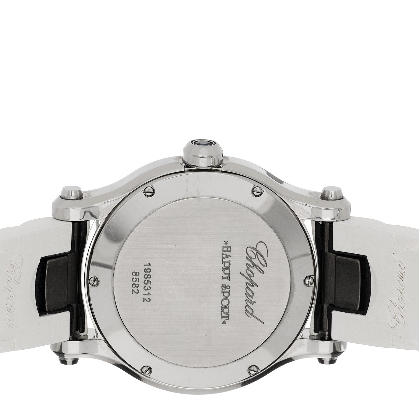 Stainless Steel Rubber 5 Diamond 36mm Happy Sport Quartz Watch White