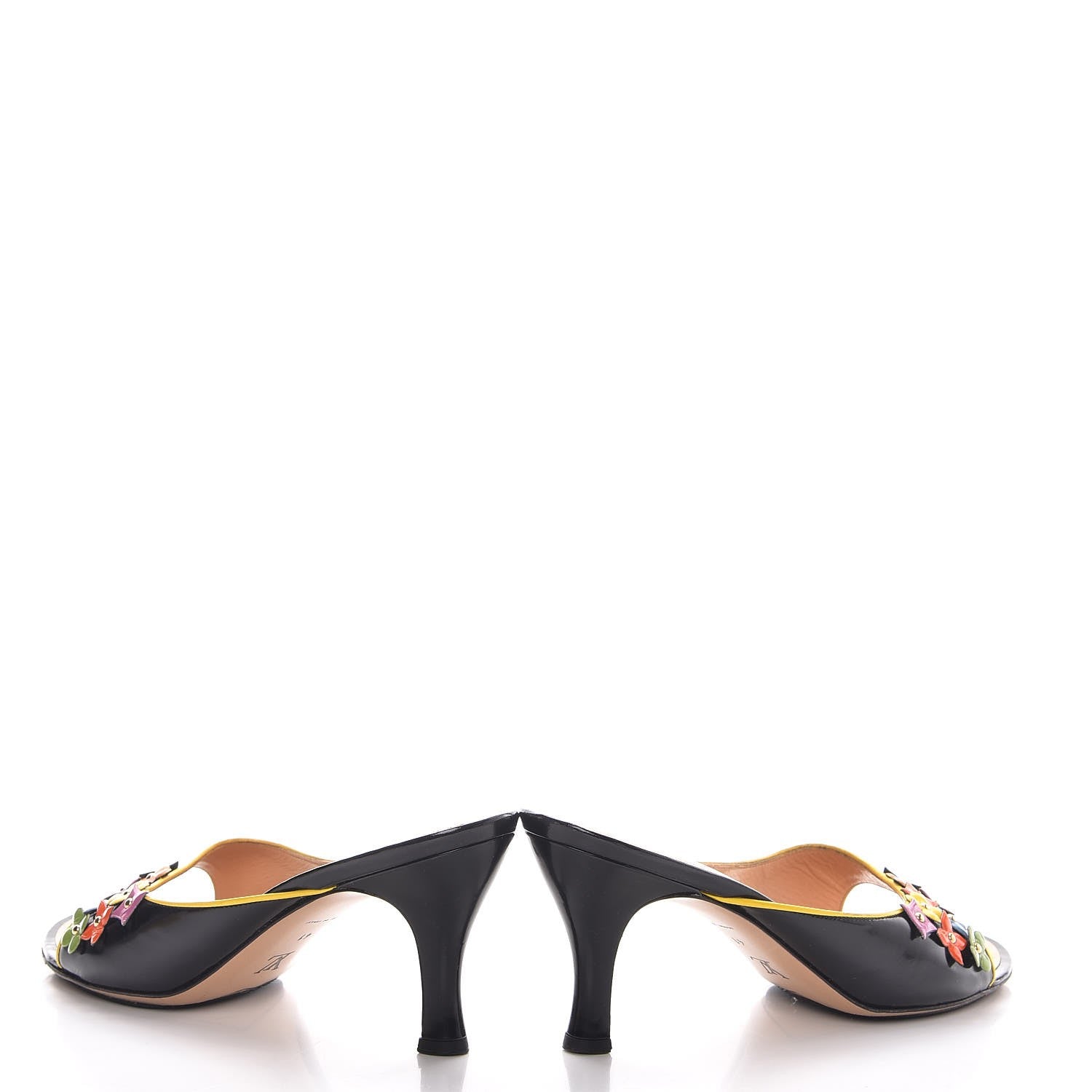 Louis Vuitton Glazed Calfskin Open Toe Mule Sandals 41 Black 5 of 15