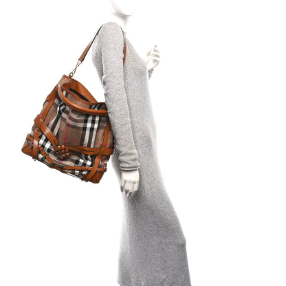 Burberry House Check Bridle Calfskin Medium Gosford Hobo Dark Tan 3 of 9