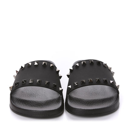 Valentino Garavani Rubber Rockstud Slide Sandals 36 Black 2 of 9