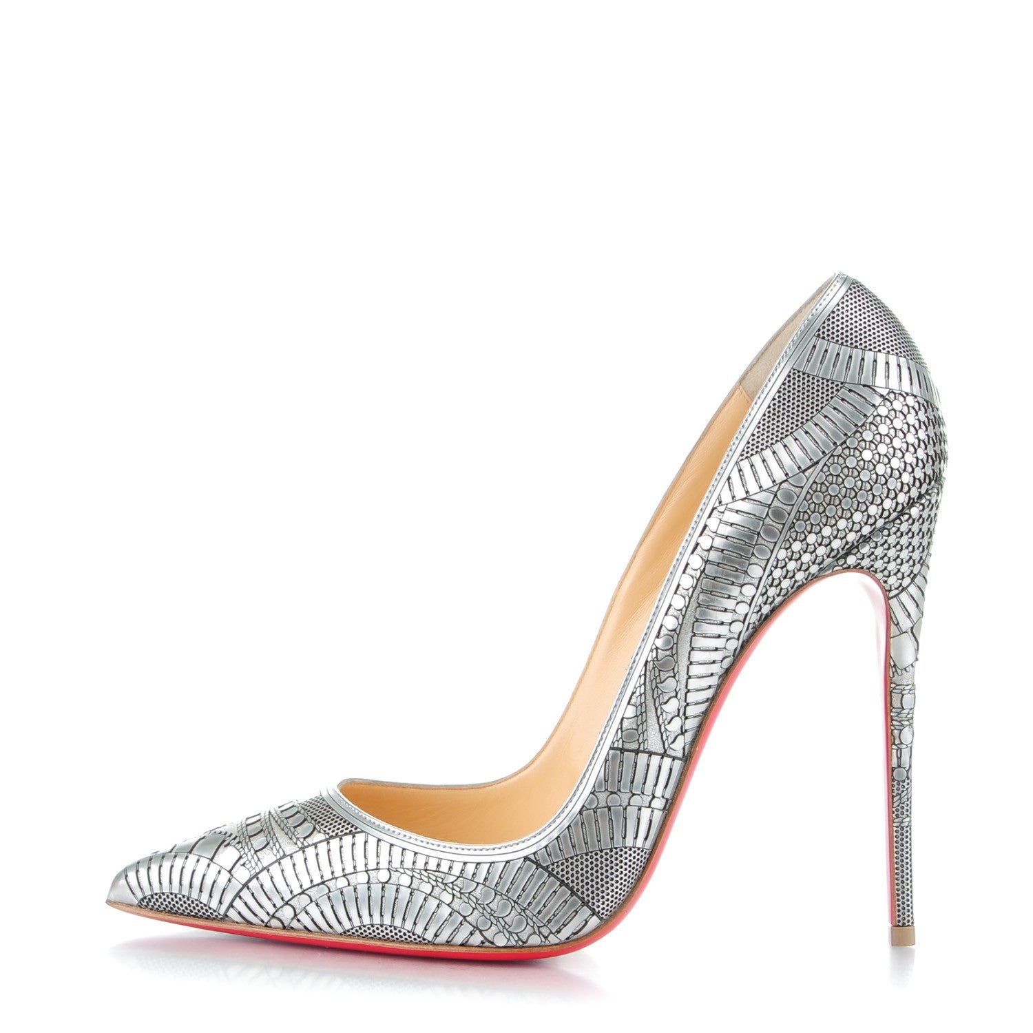 Christian Louboutin Metallic Specchio Suede Laser Cut Kristali 120 Pumps 41.5 Silver 1 of 8