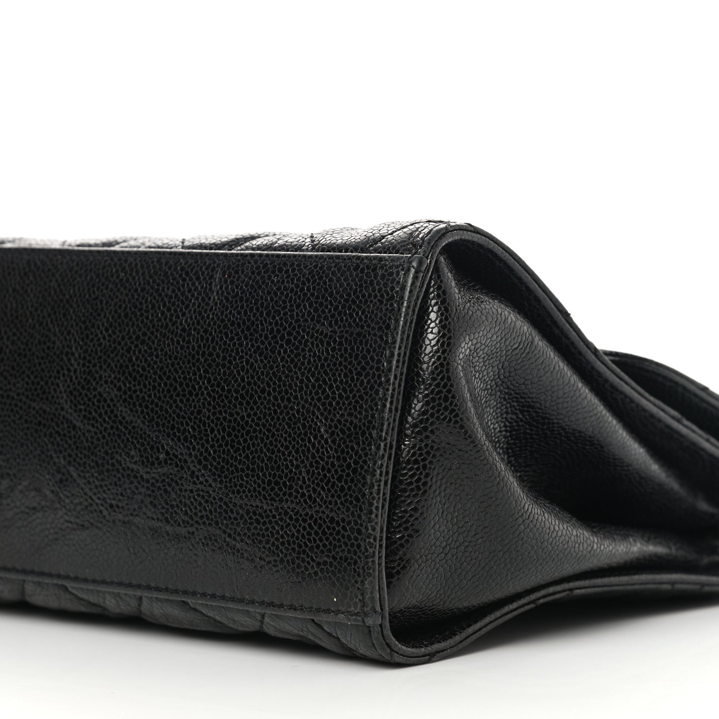 Crumpled Grained Calfskin Jumbo CC Crave Flap Black