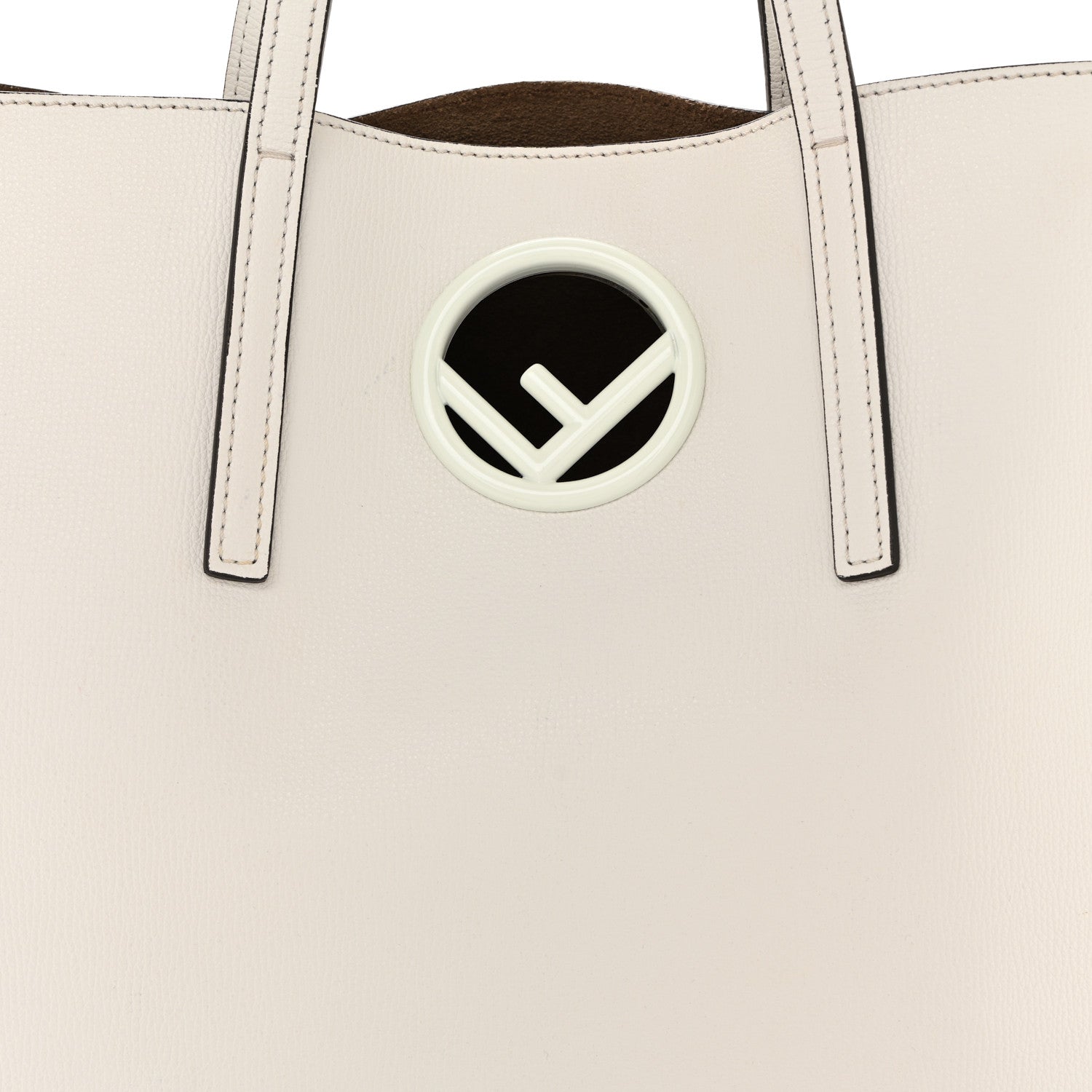 Fendi Vitello Vienna Enamel F is Fendi Shopping Tote White Taupe 8 of 12