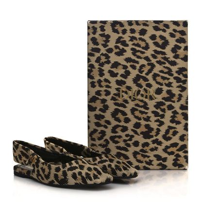 Christian Dior Nylon Leopard Print Mizza Slingback Flat 37 Beige Multicolor 9 of 9