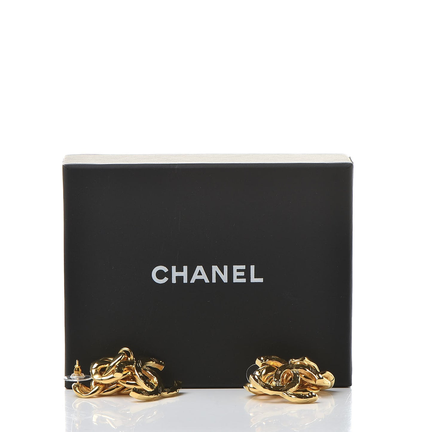 Metal CC Pick Drop Earrings Gold