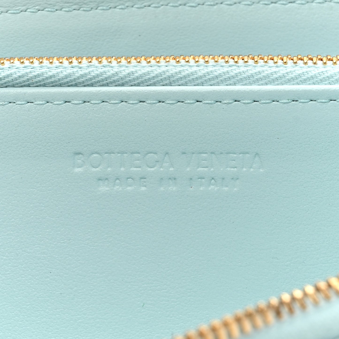 Shiny Calfskin Maxi Intreccio Zip Around Wallet Teal Washed