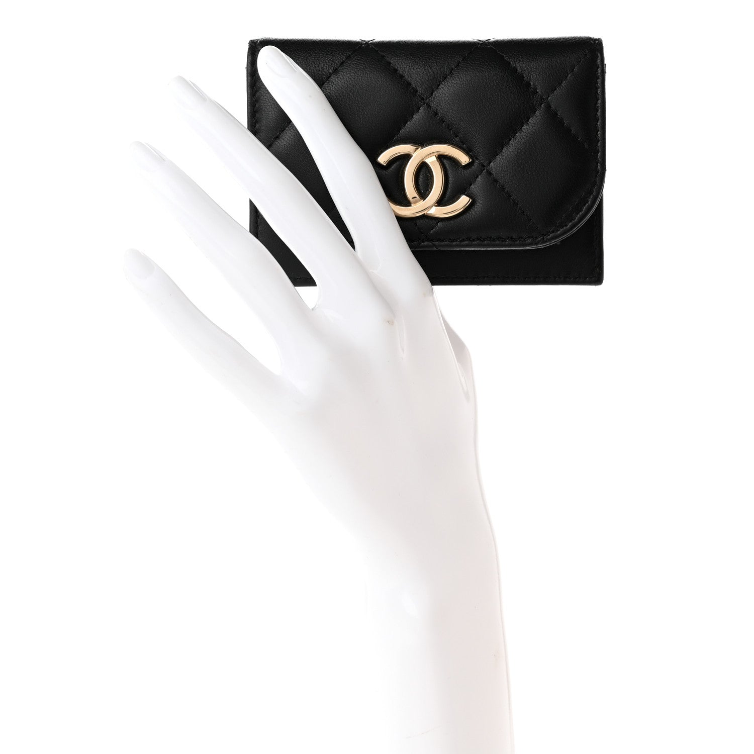 Chanel Lambskin Quilted Flap Card Holder Black 2 of 10