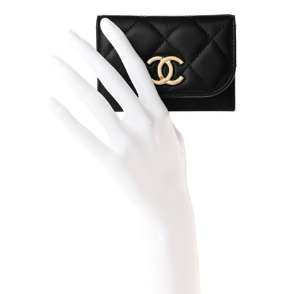 Chanel Lambskin Quilted Flap Card Holder Black 2 of 10