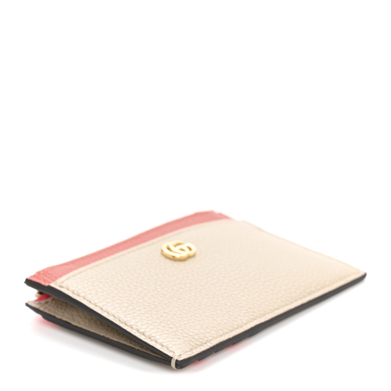 Gucci Dollar Calfskin GG Marmont Zip Key Pouch Beige Sun Orange 4 of 9