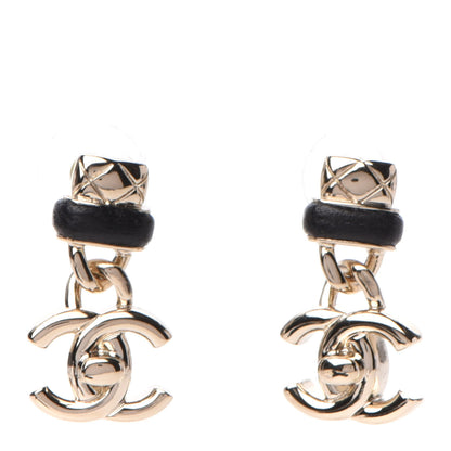 Chanel Lambskin CC Turnlock Drop Earrings Gold Black 1 of 4