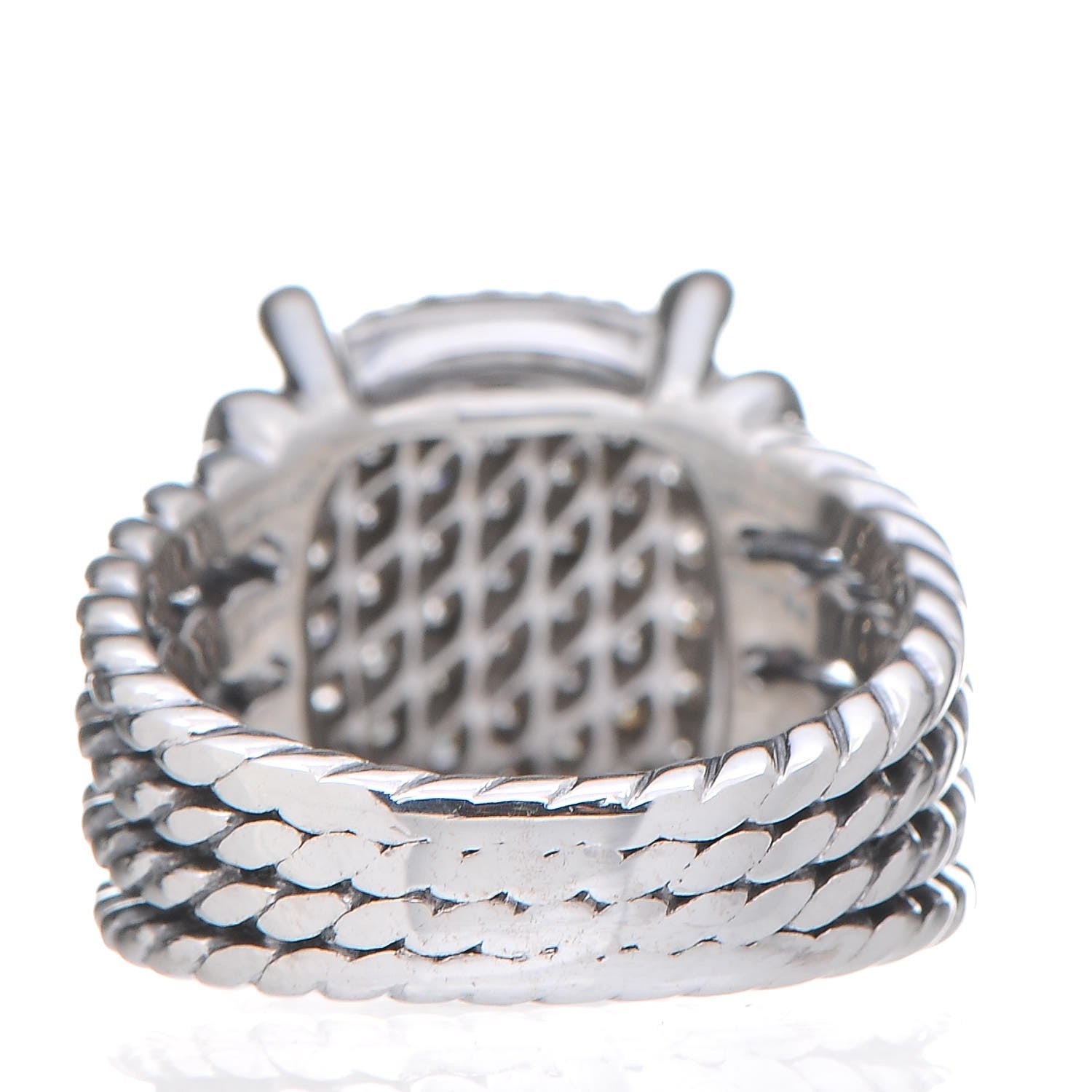 David Yurman Sterling Silver Diamond 16mm Wheaton Ring 54 7 4 of 7