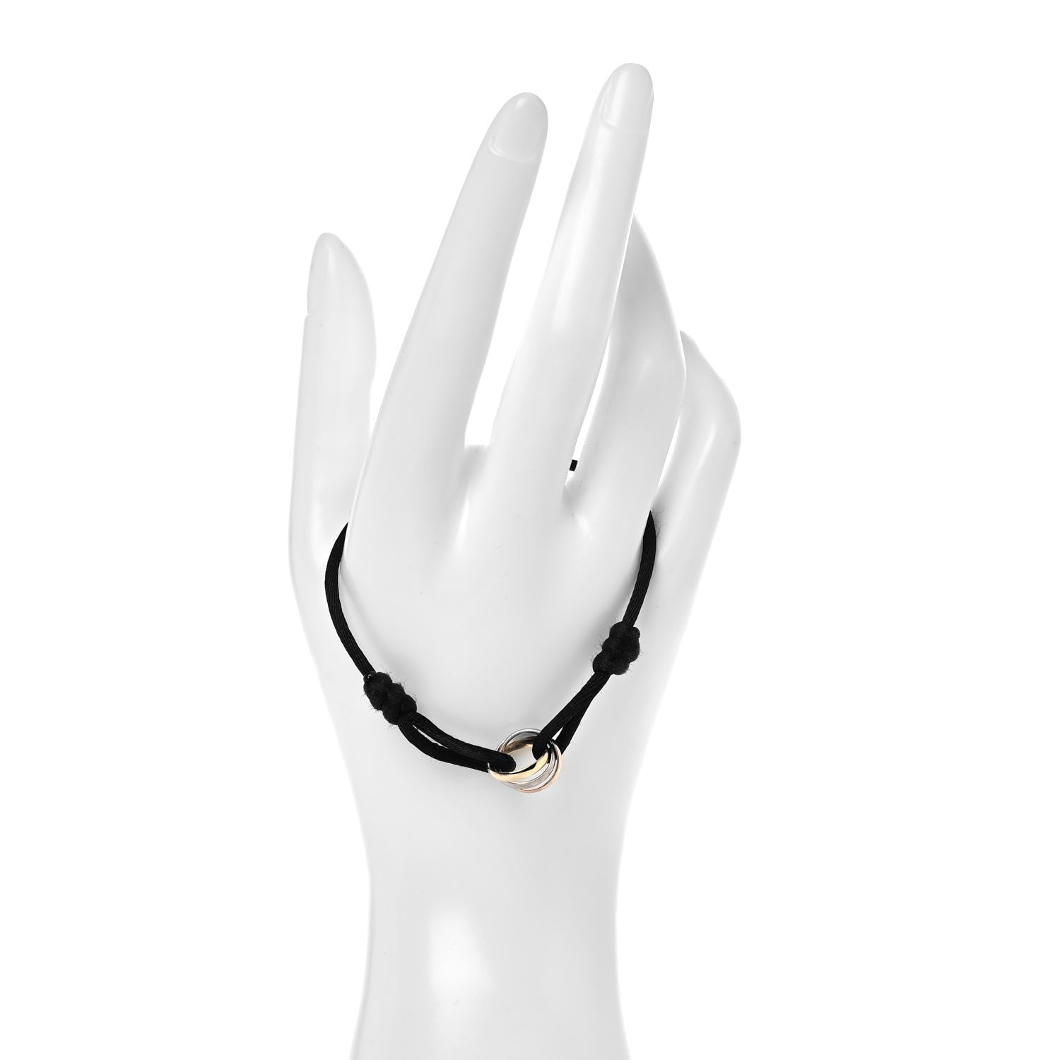 Cartier 18K Pink Yellow White Gold Trinity Adjustable Cord Bracelet Black 2 of 6