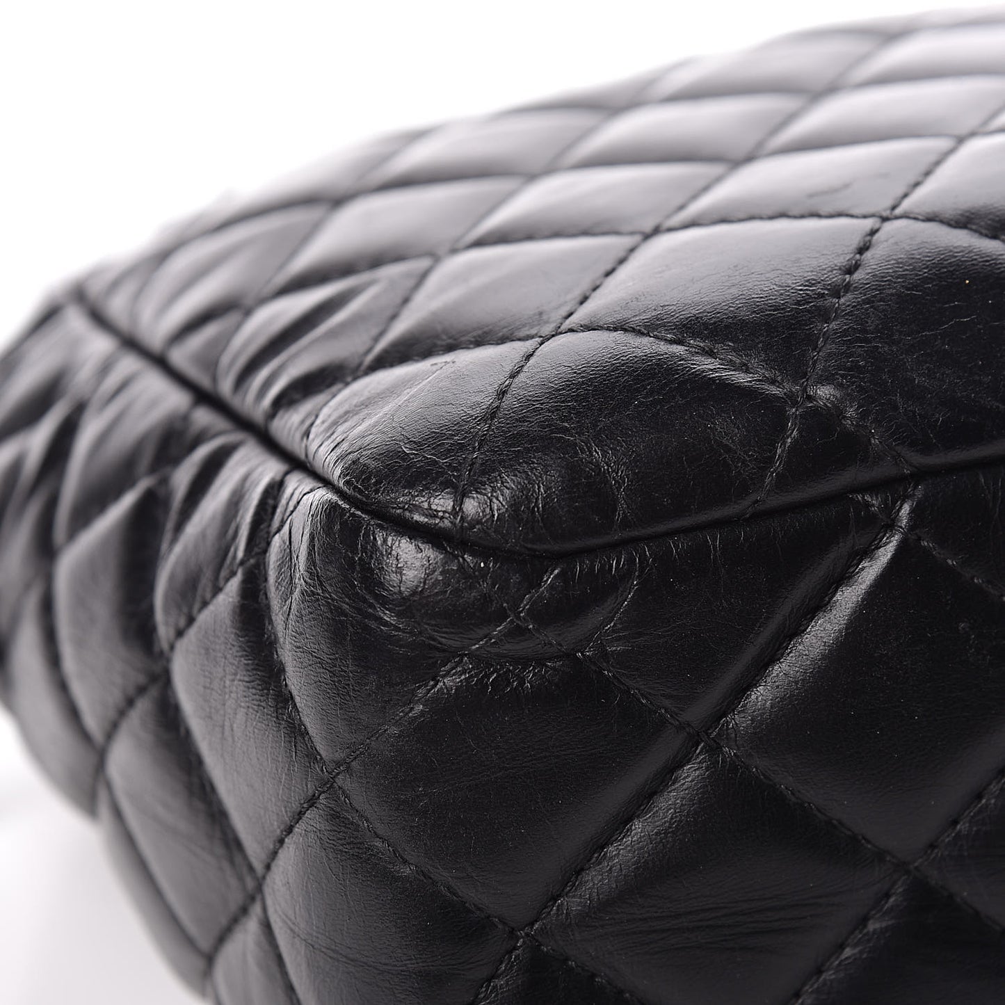 Lambskin Quilted Large Camera Case Black