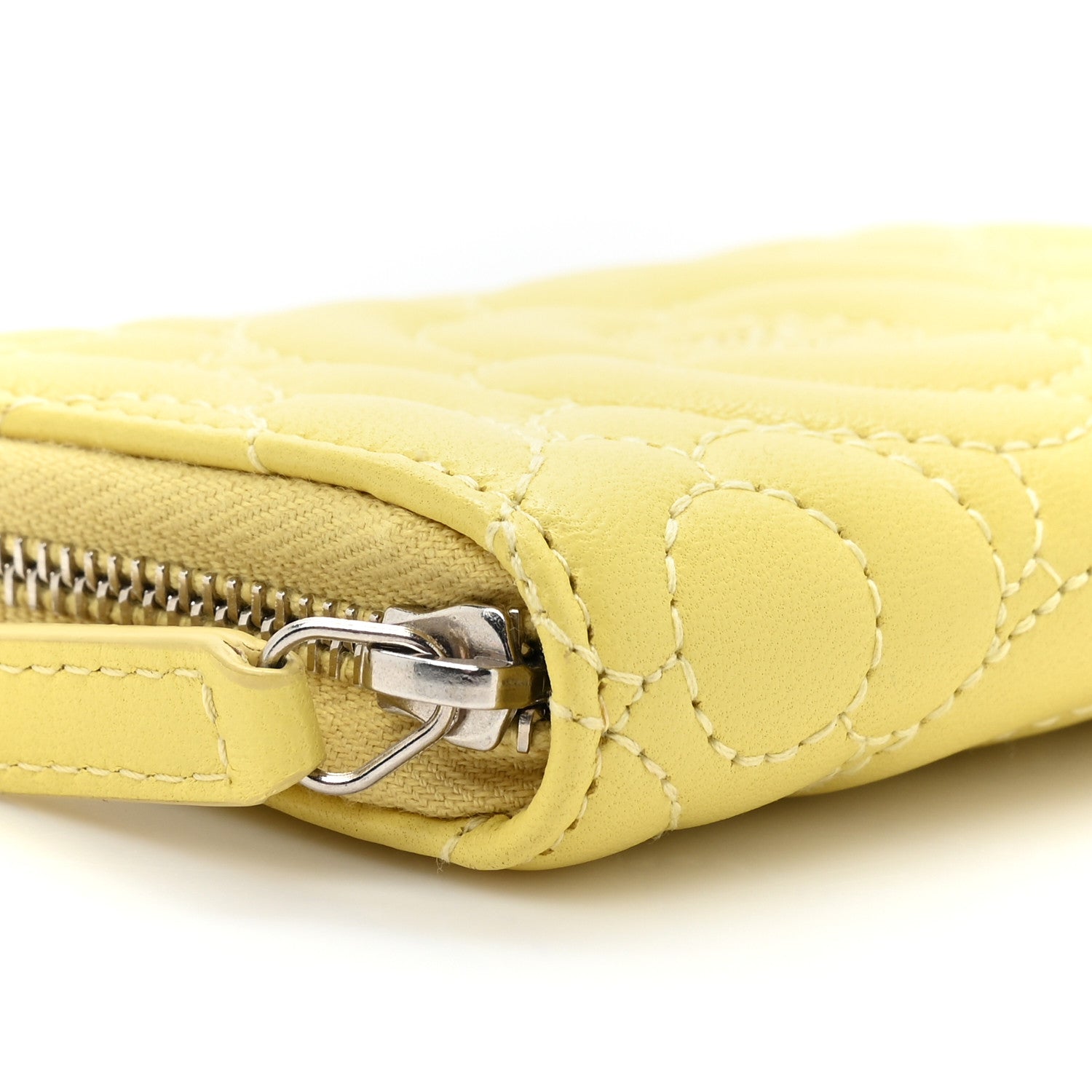 Chanel Lambskin Camellia Embossed Zip Coin Purse Yellow 10 of 10
