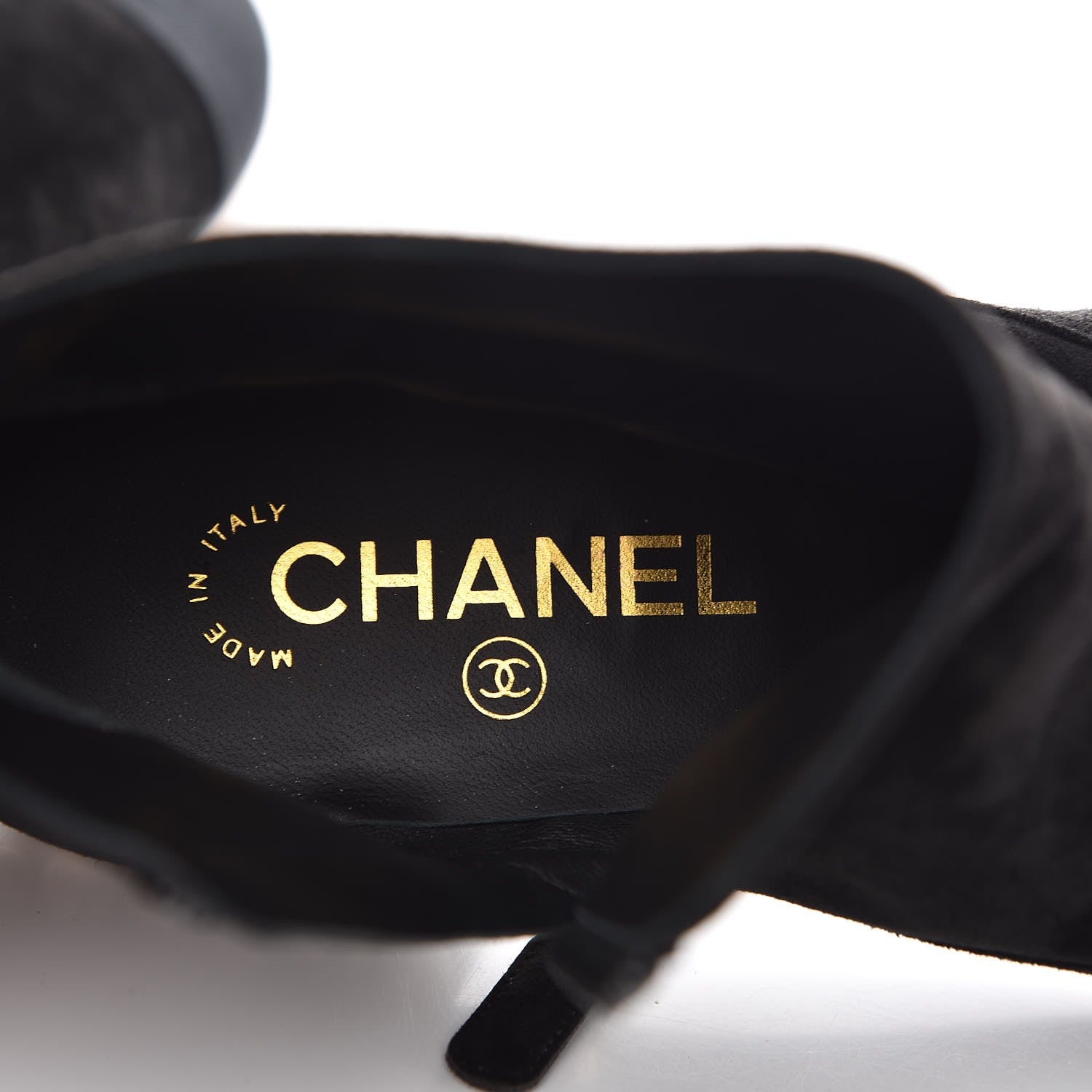 Chanel Suede Calfskin Pearl Cap Toe Short Boots 38 Black 7 of 9