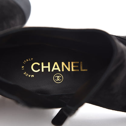 Chanel Suede Calfskin Pearl Cap Toe Short Boots 38 Black 7 of 9
