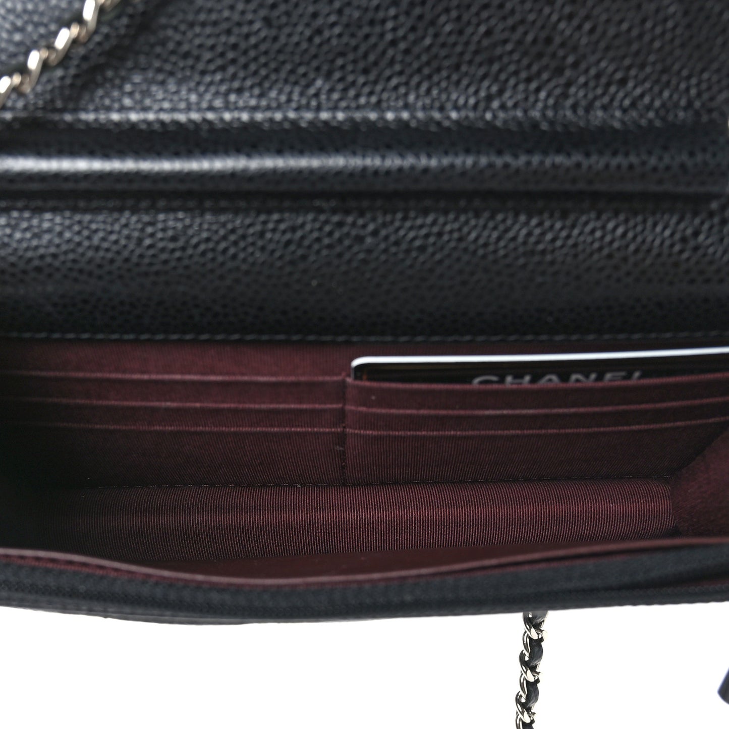 Caviar Quilted Wallet on Chain WOC Black