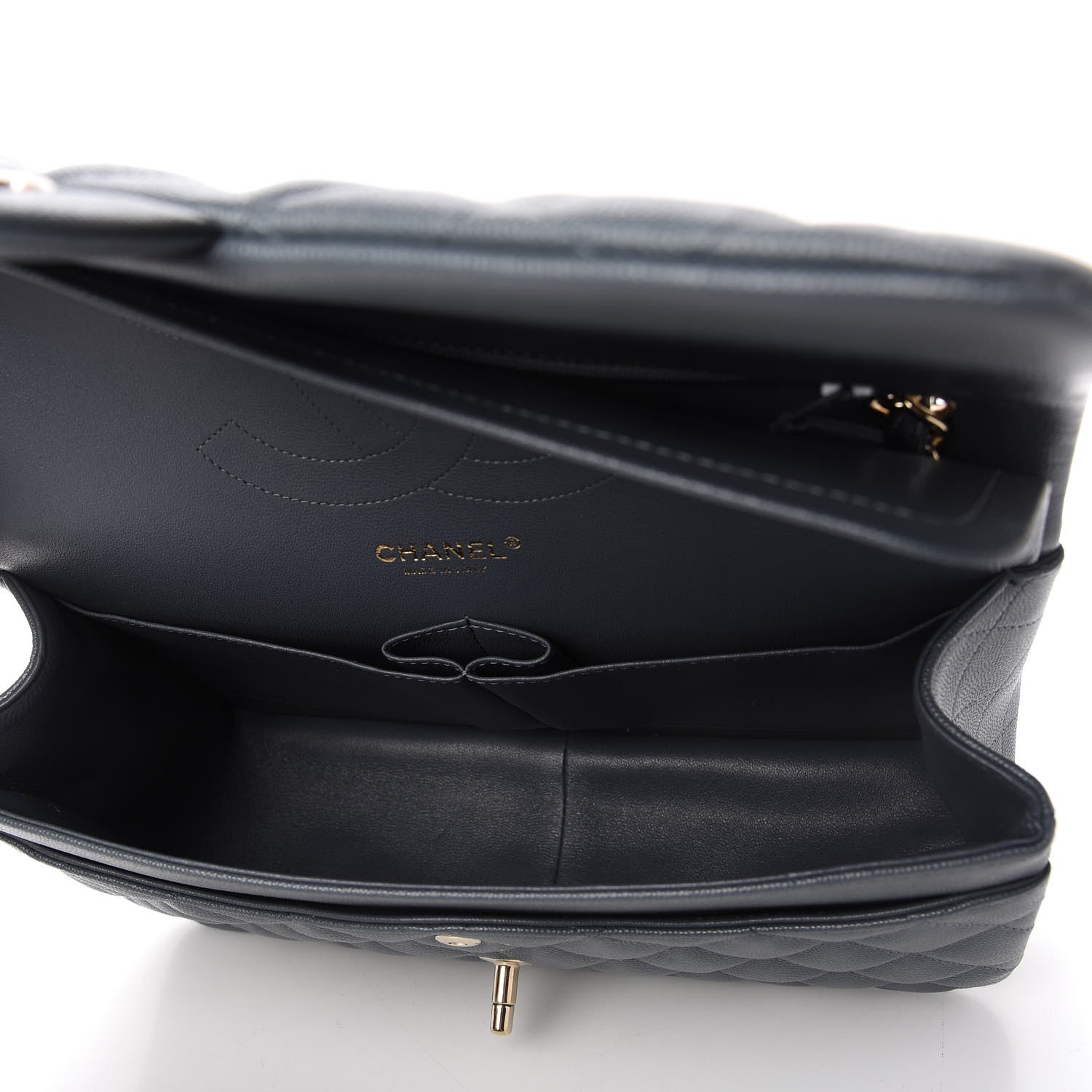 Chanel Caviar Quilted Jumbo Double Flap Dark Grey 5 of 10