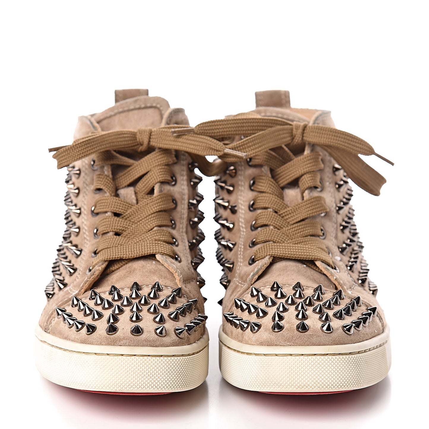 Veau Velours Womens Louis Spikes Flat Sneakers 37.5 Beige