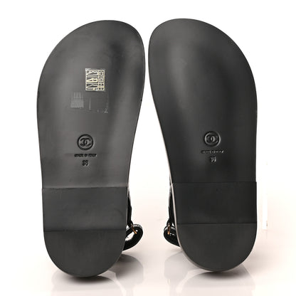 Chanel Crumpled Shiny Lambskin Velcro Dad Sandals 36 Black 5 of 8