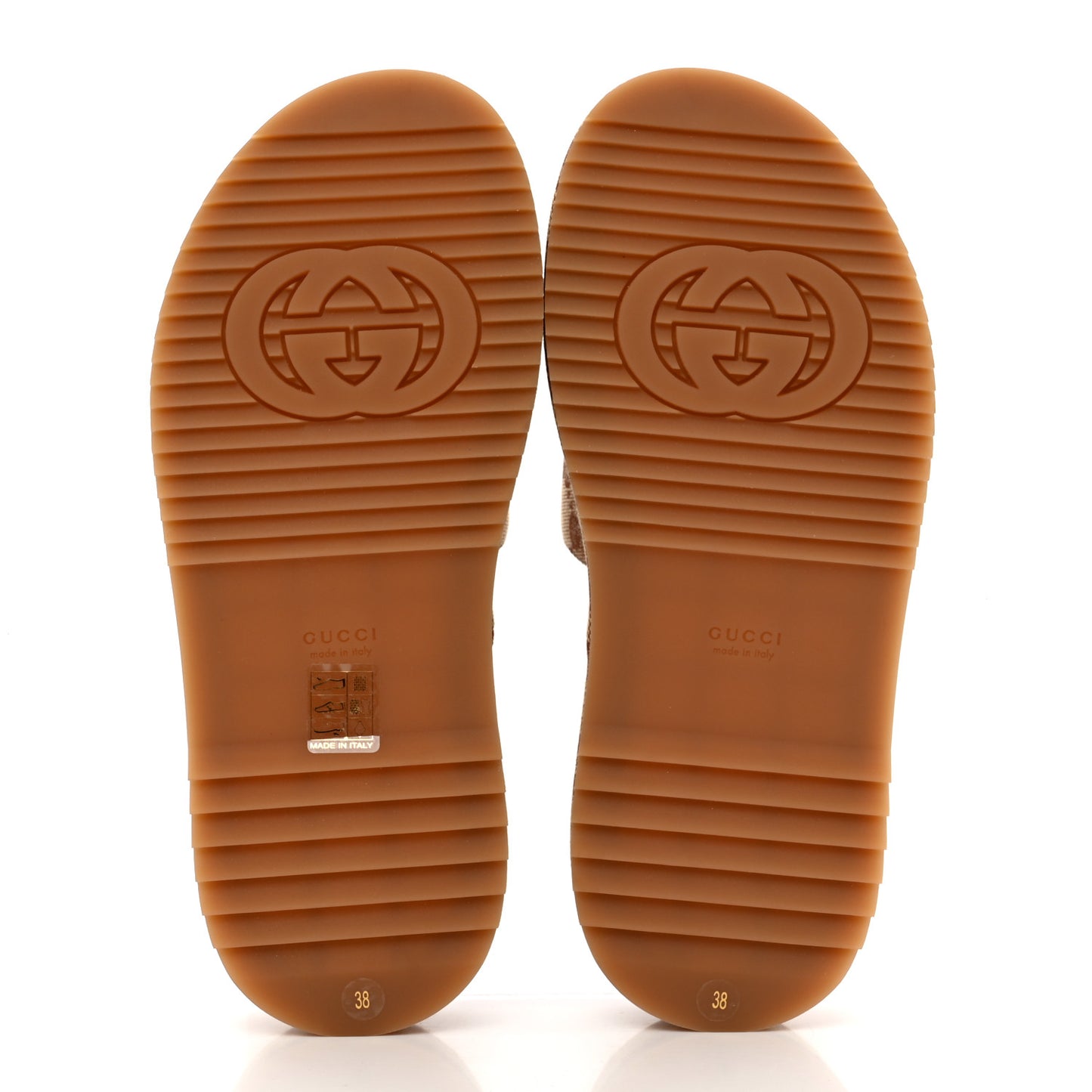 Canvas GG Monogram Angelina Platform Slide Sandals 38 Beige Ruggine