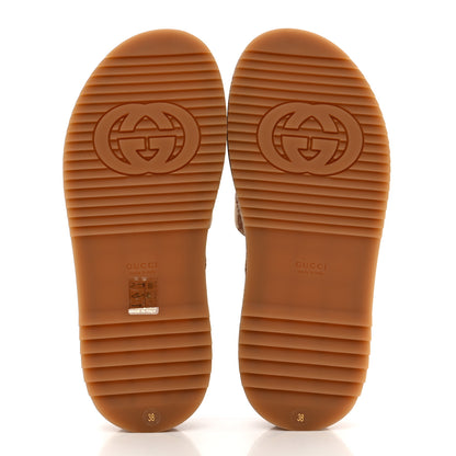 Gucci Canvas GG Monogram Angelina Platform Slide Sandals 38 Beige Ruggine 5 of 9