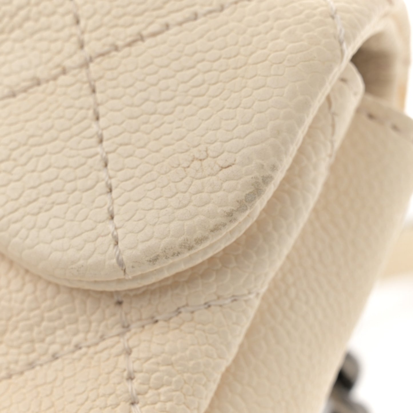 Caviar Quilted Mini Simply CC Flap White