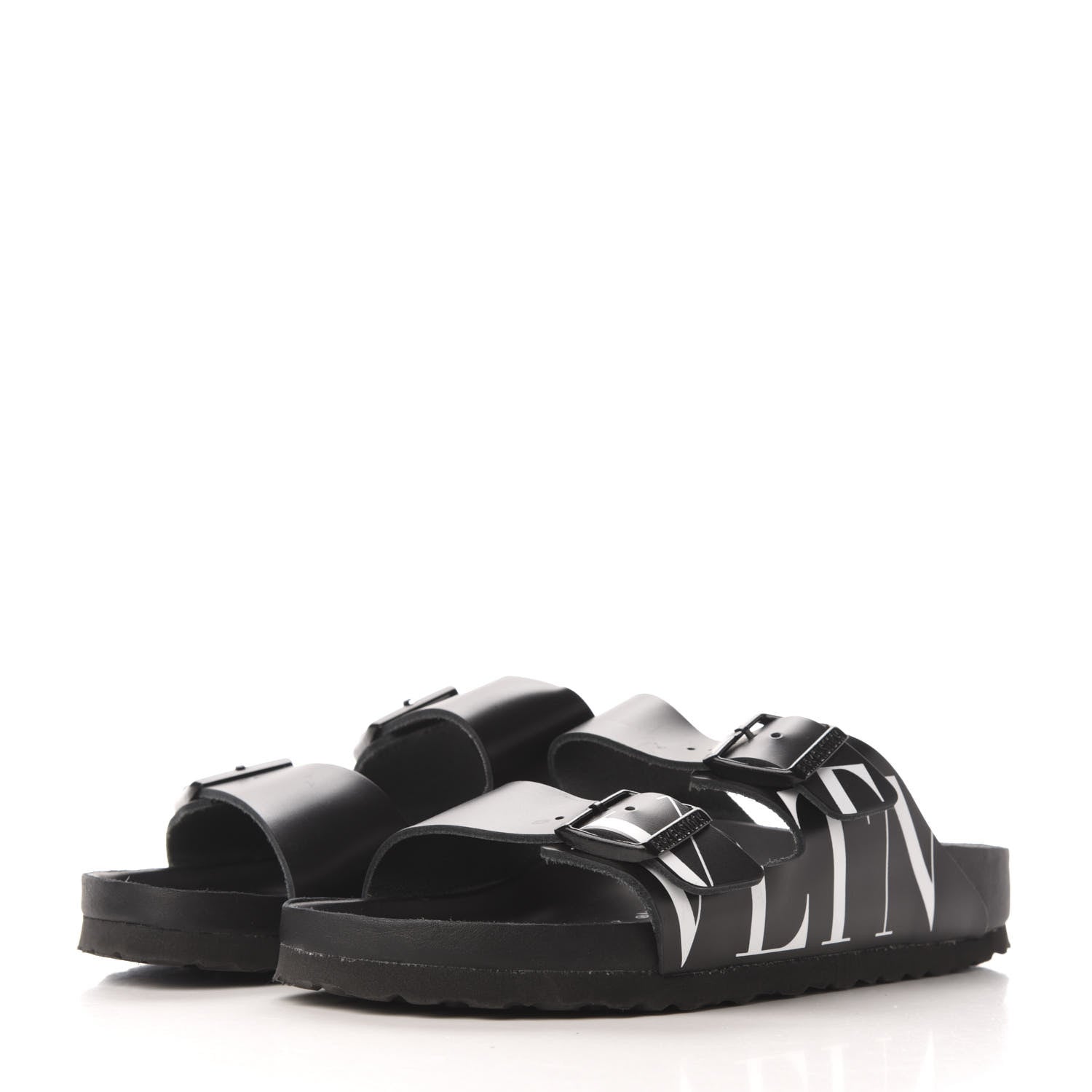 Valentino Garavani Calfskin VLTN Birkenstock Slide Sandals 39 Black 3 of 8