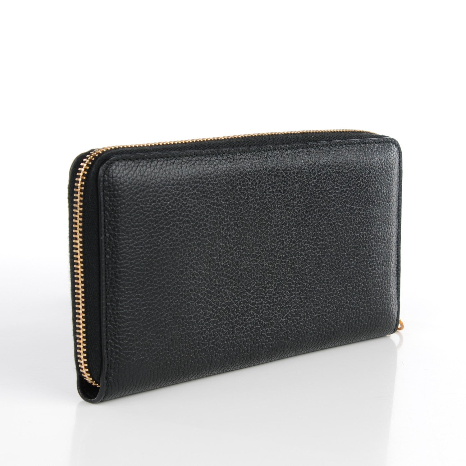 Alexander McQueen Pebbled Calfskin Skull Continental Zip Wallet Black 3 of 8