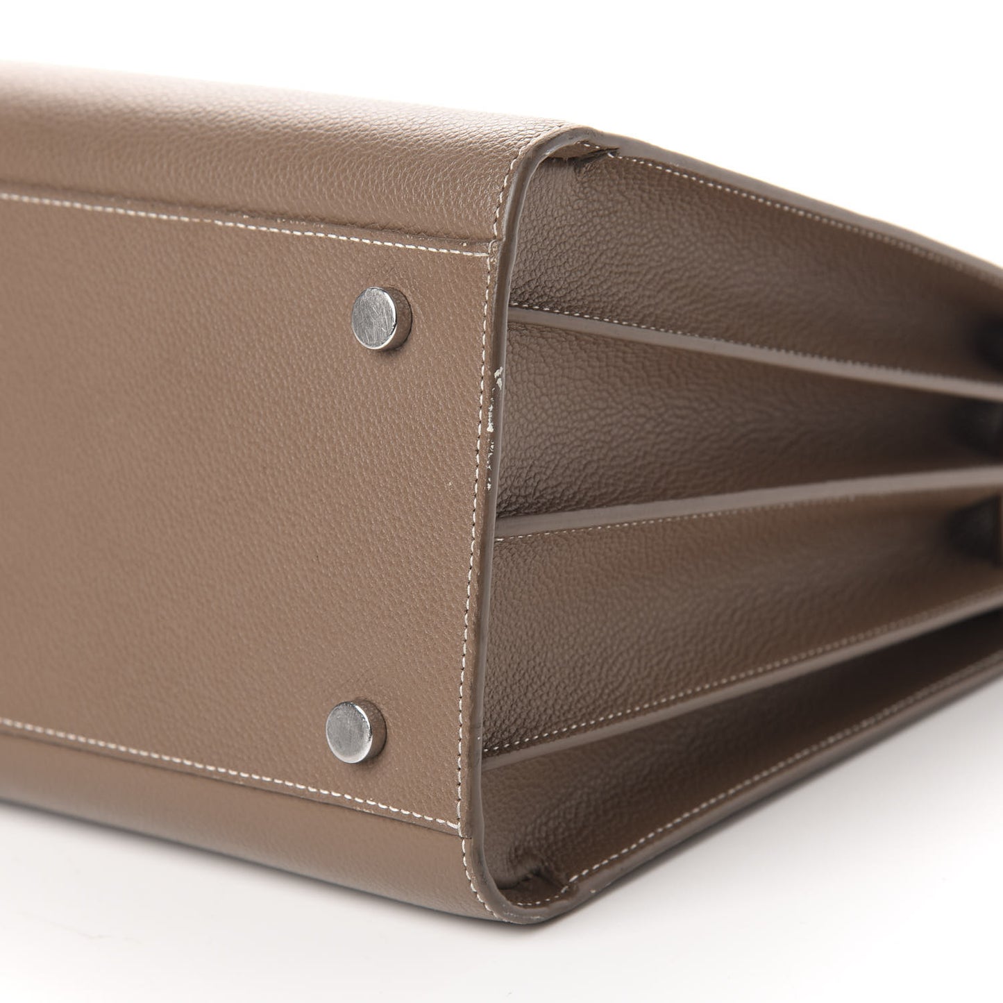 Grained Calfskin Topstitch Small Classic Sac De Jour Taupe