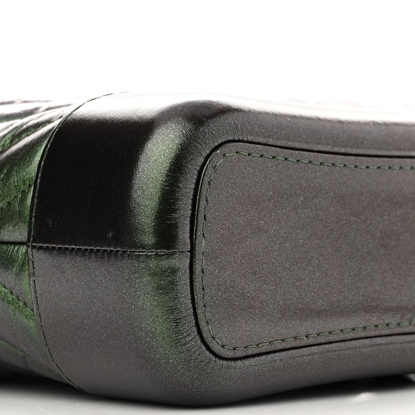 Metallic Calfskin Chevron Quilted Small Gabrielle Hobo Green